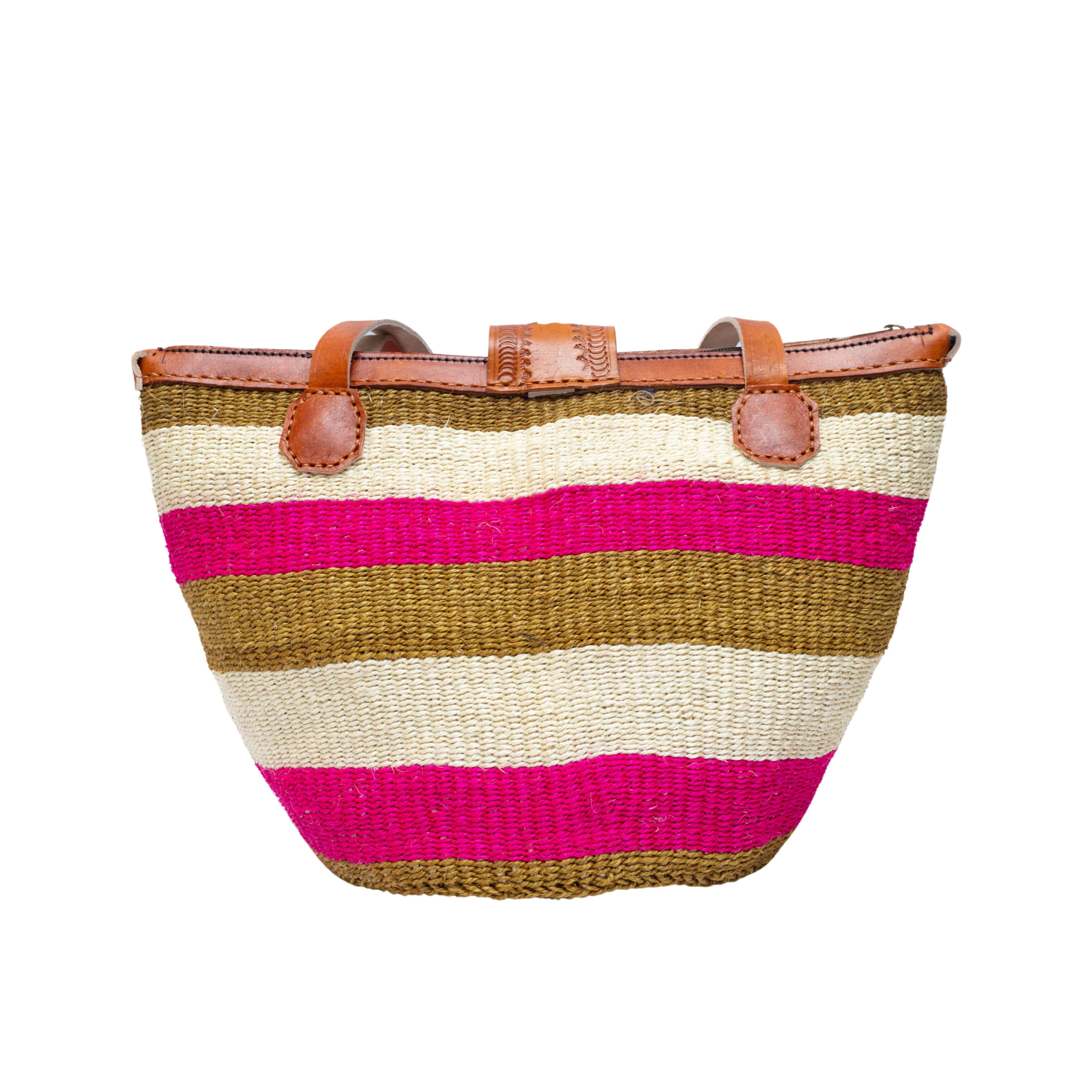 Abuja Large Sisal Tote Bag - Handwoven Leather Handle Bag