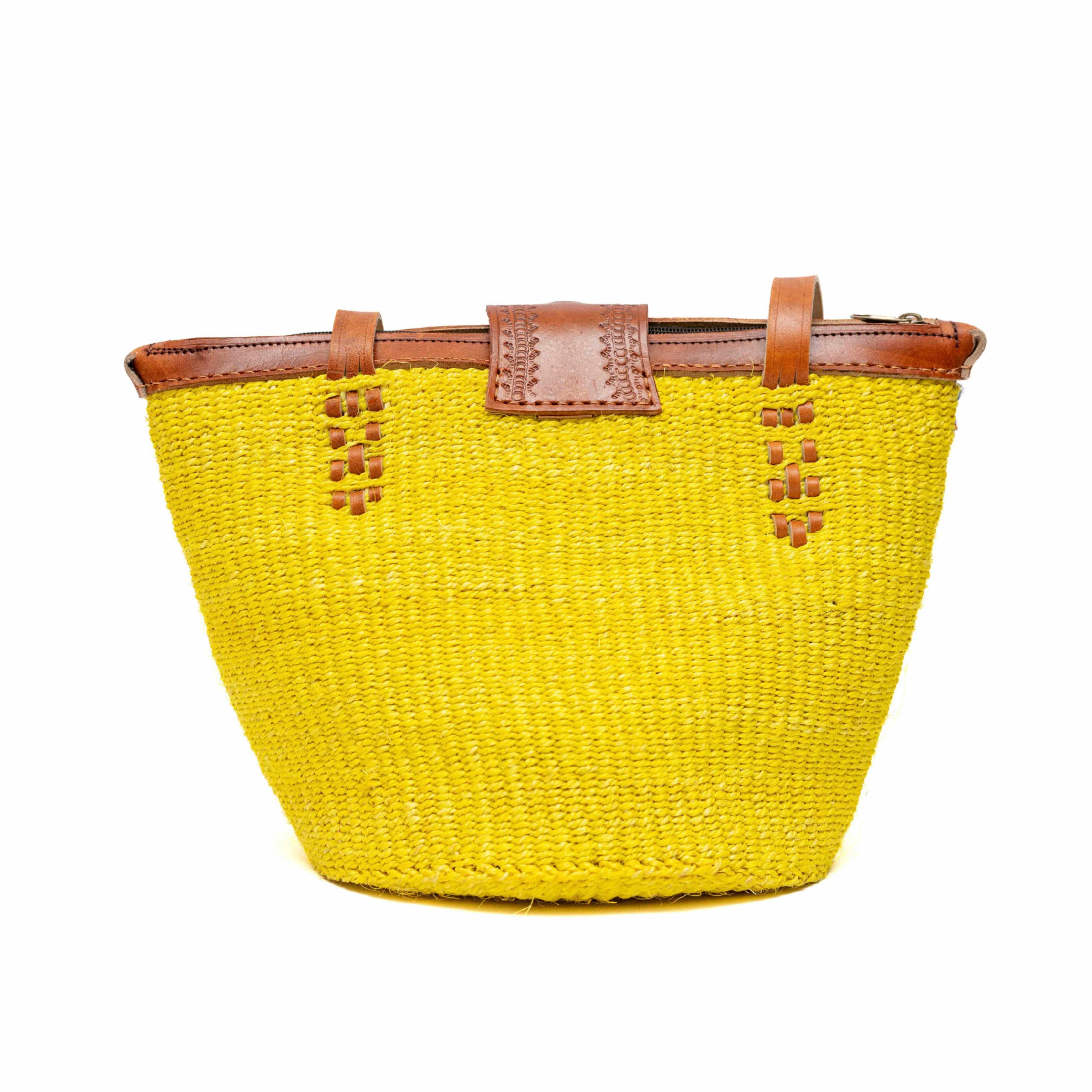 Abuja Large Sisal Tote Bag - Handwoven Leather Handle Bag