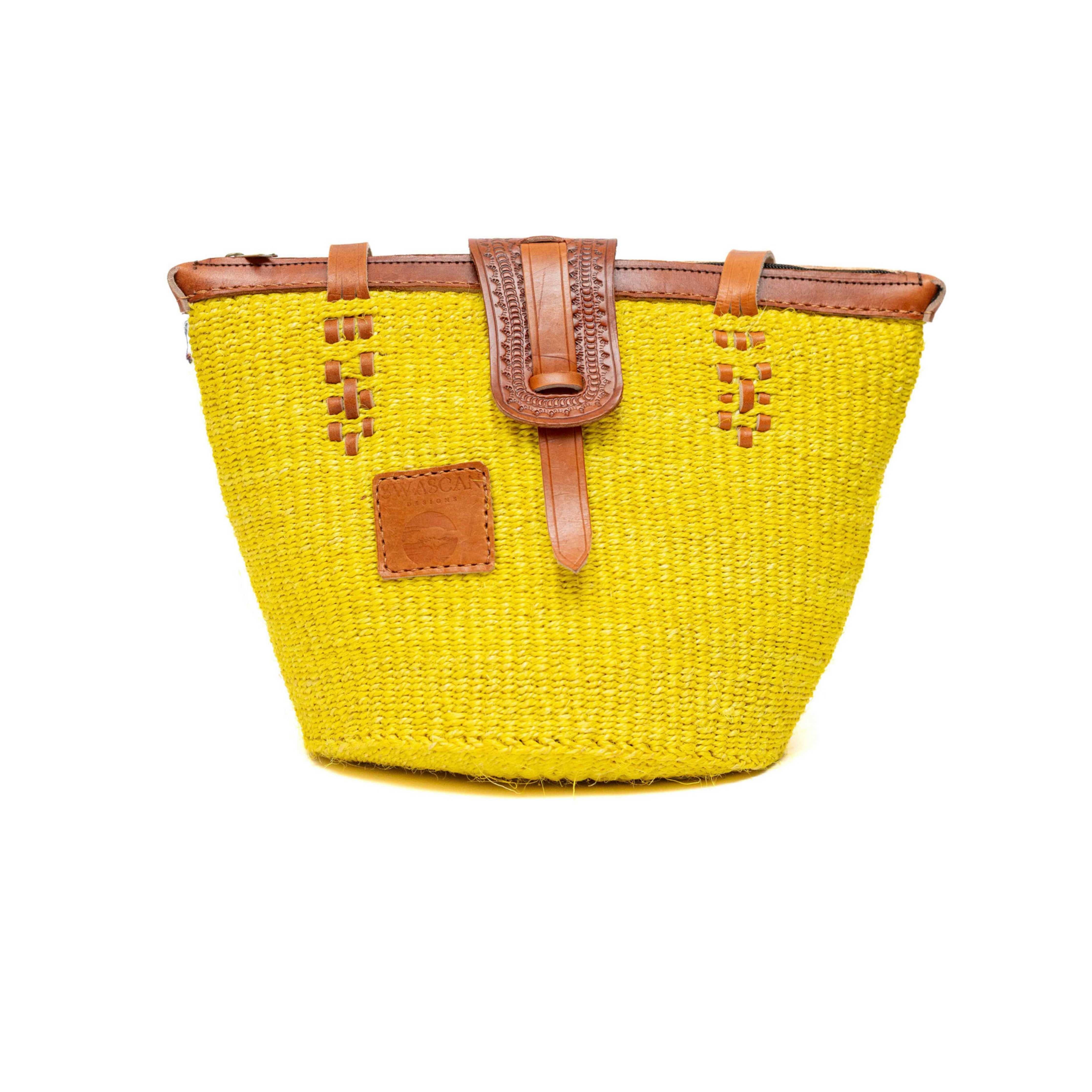 Abuja Large Sisal Tote Bag - Handwoven Leather Handle Bag