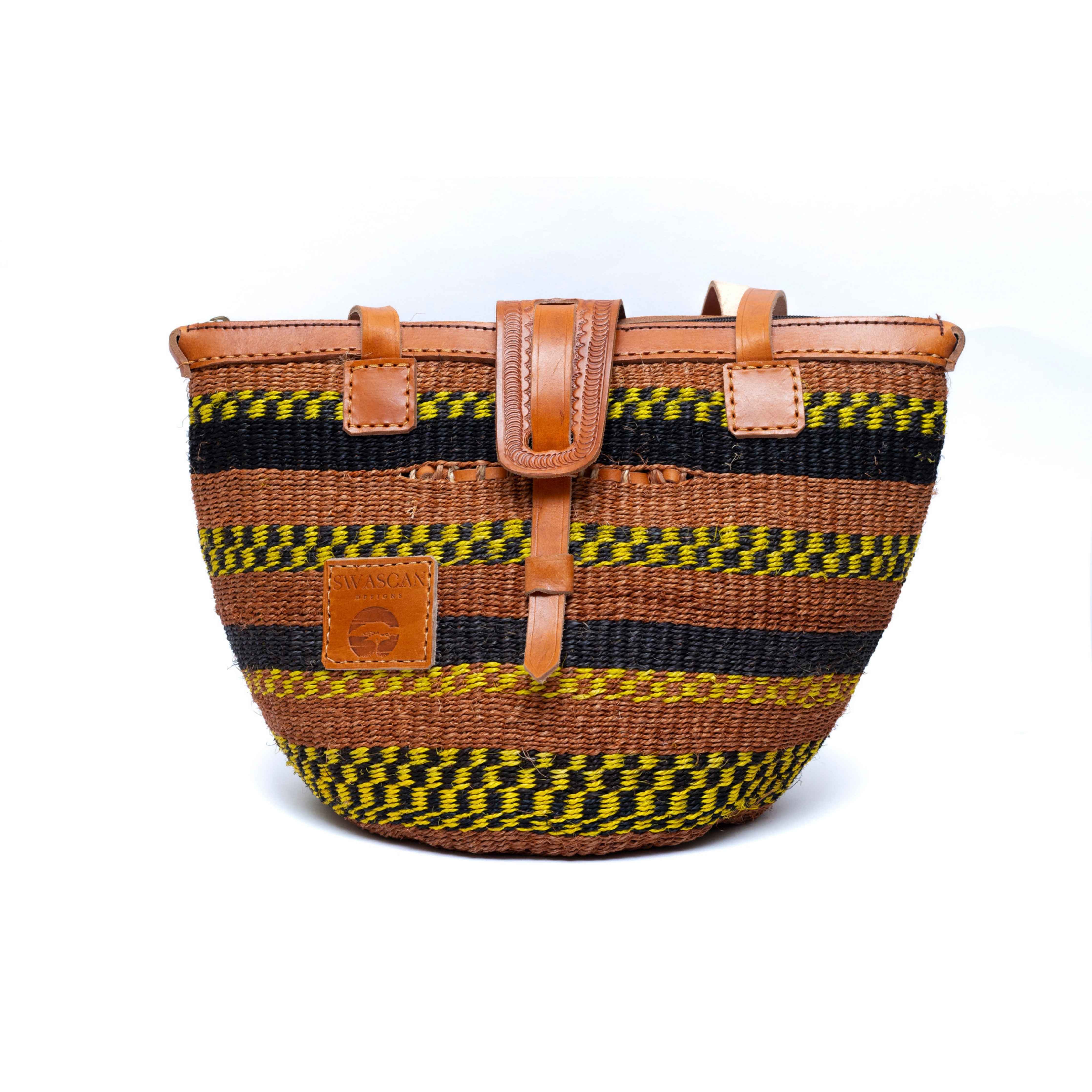 Abuja Large Sisal Tote Bag - Handwoven Leather Handle Bag