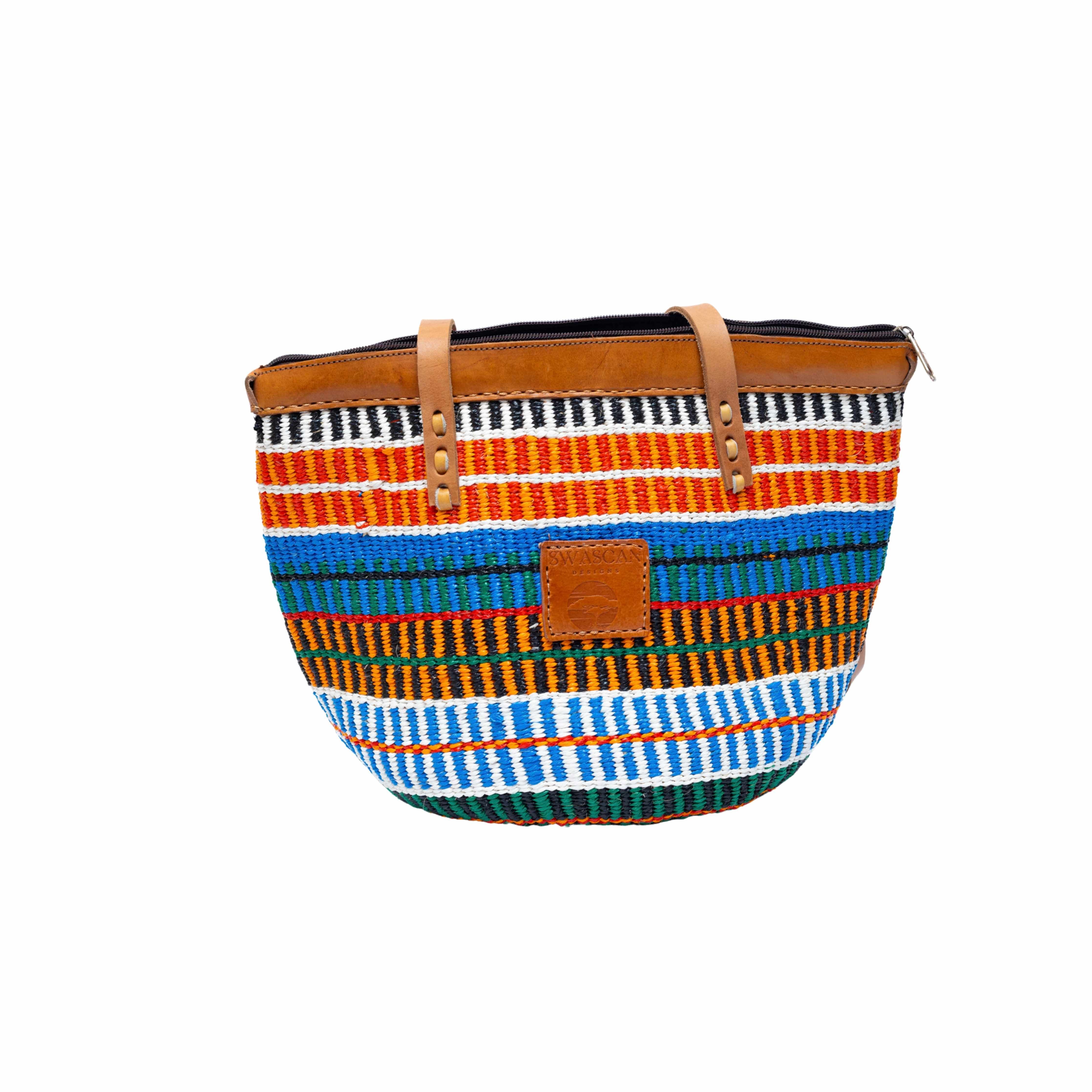 Abuja Large Sisal Tote Bag - Handwoven Leather Handle Bag