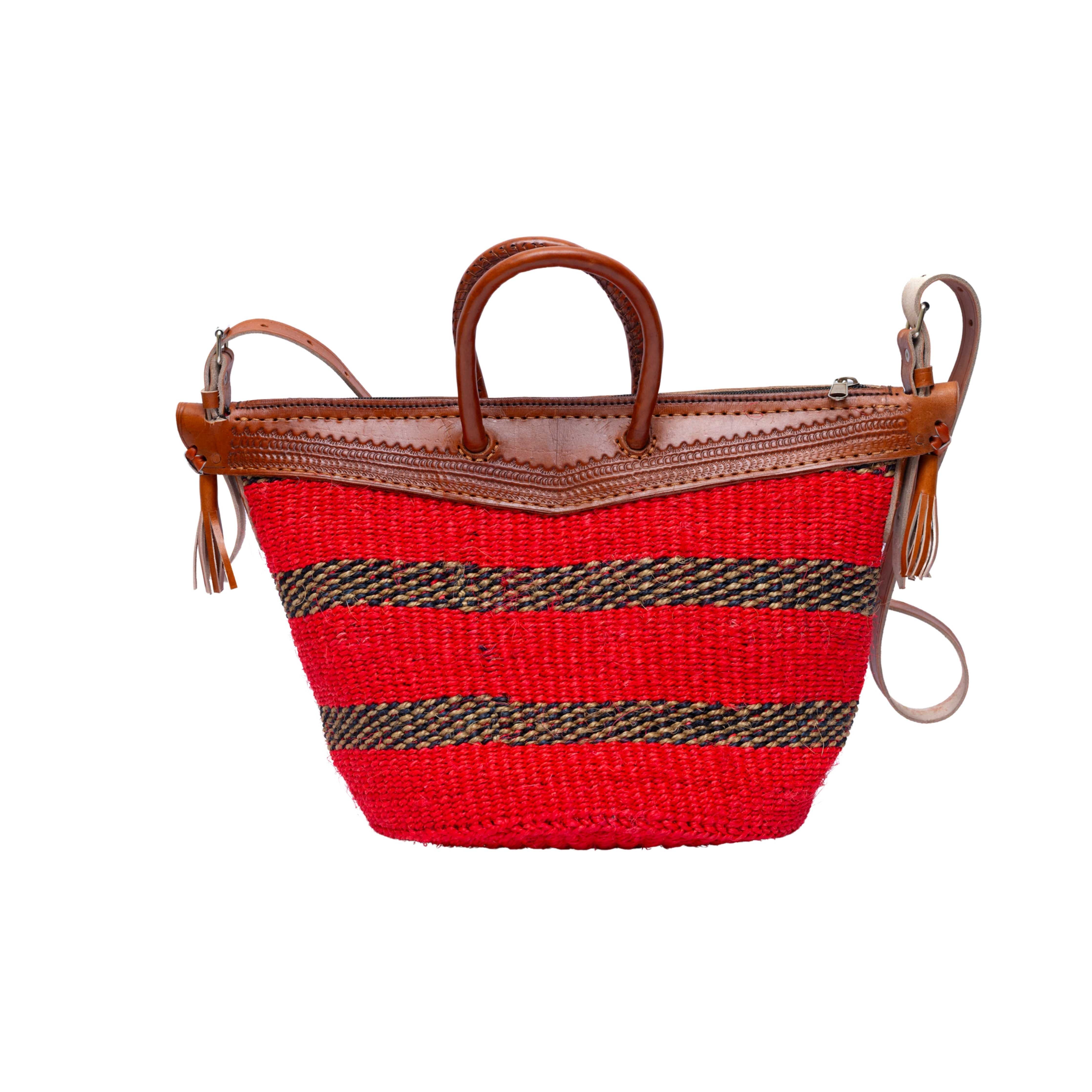 Addis Large Sisal Leather Bag - Handwoven African Tote