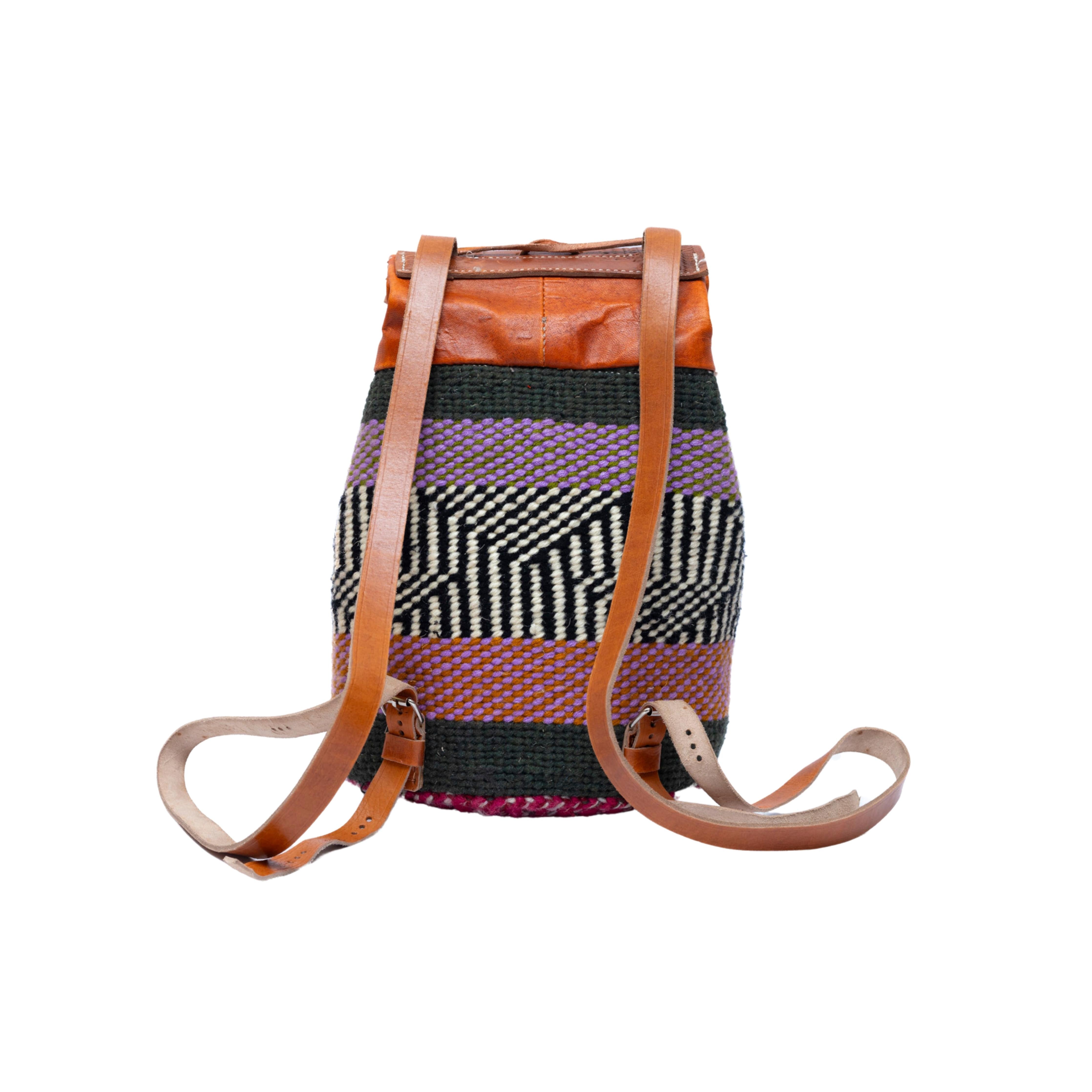 Bissau Sisal Leather Backpack - Handwoven Travel Backpack