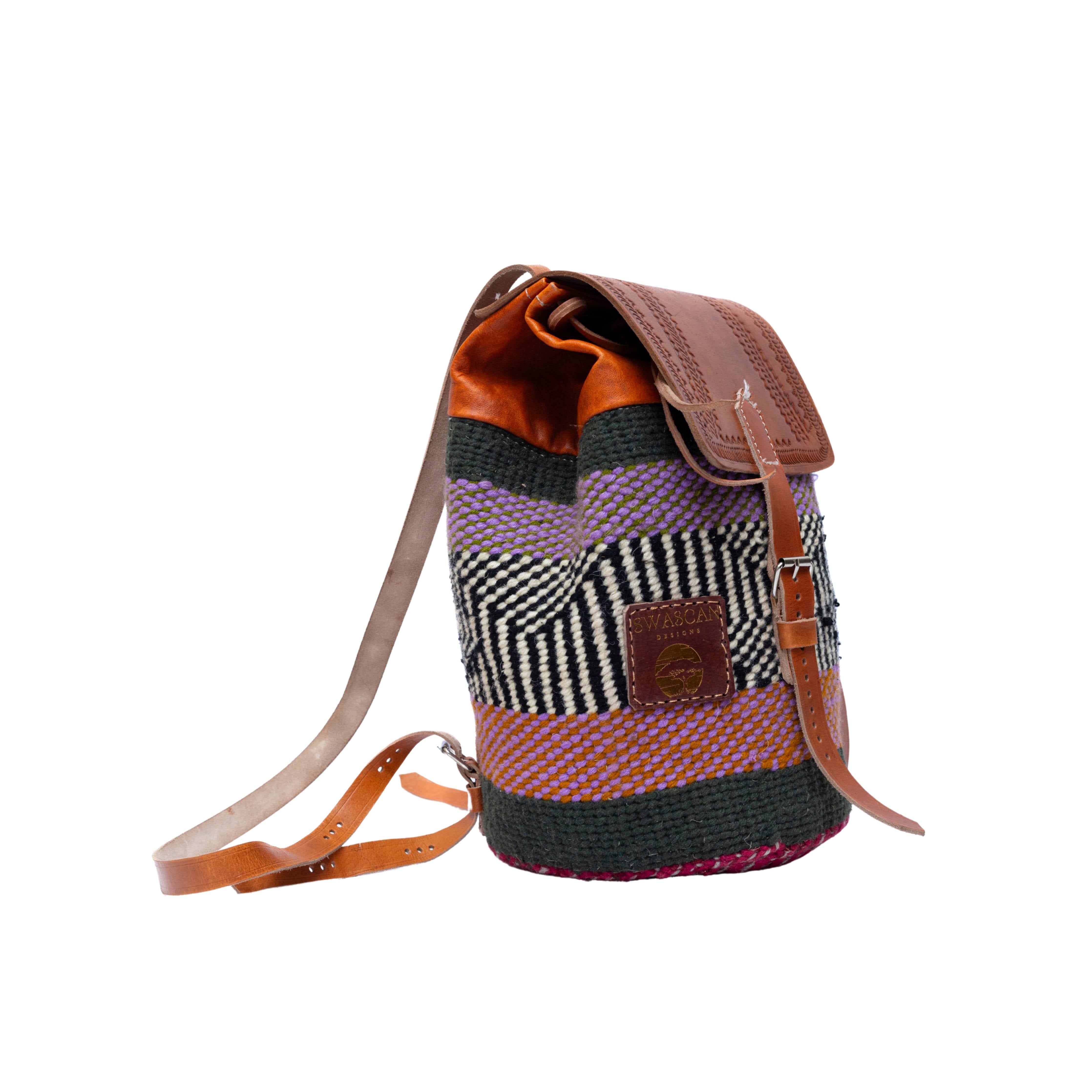 Bissau Sisal Leather Backpack - Handwoven Travel Backpack