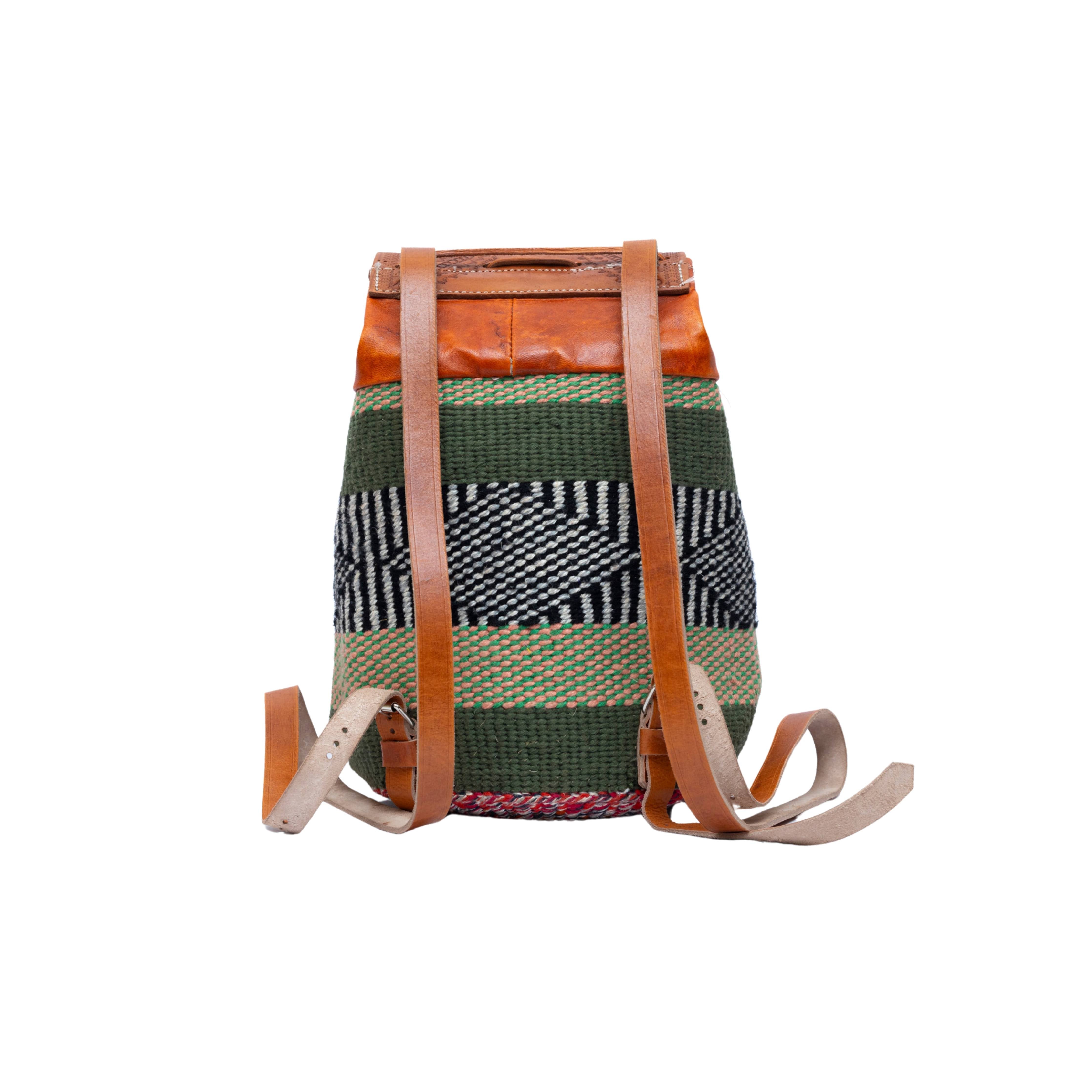 Bissau Sisal Leather Backpack - Handwoven Travel Backpack
