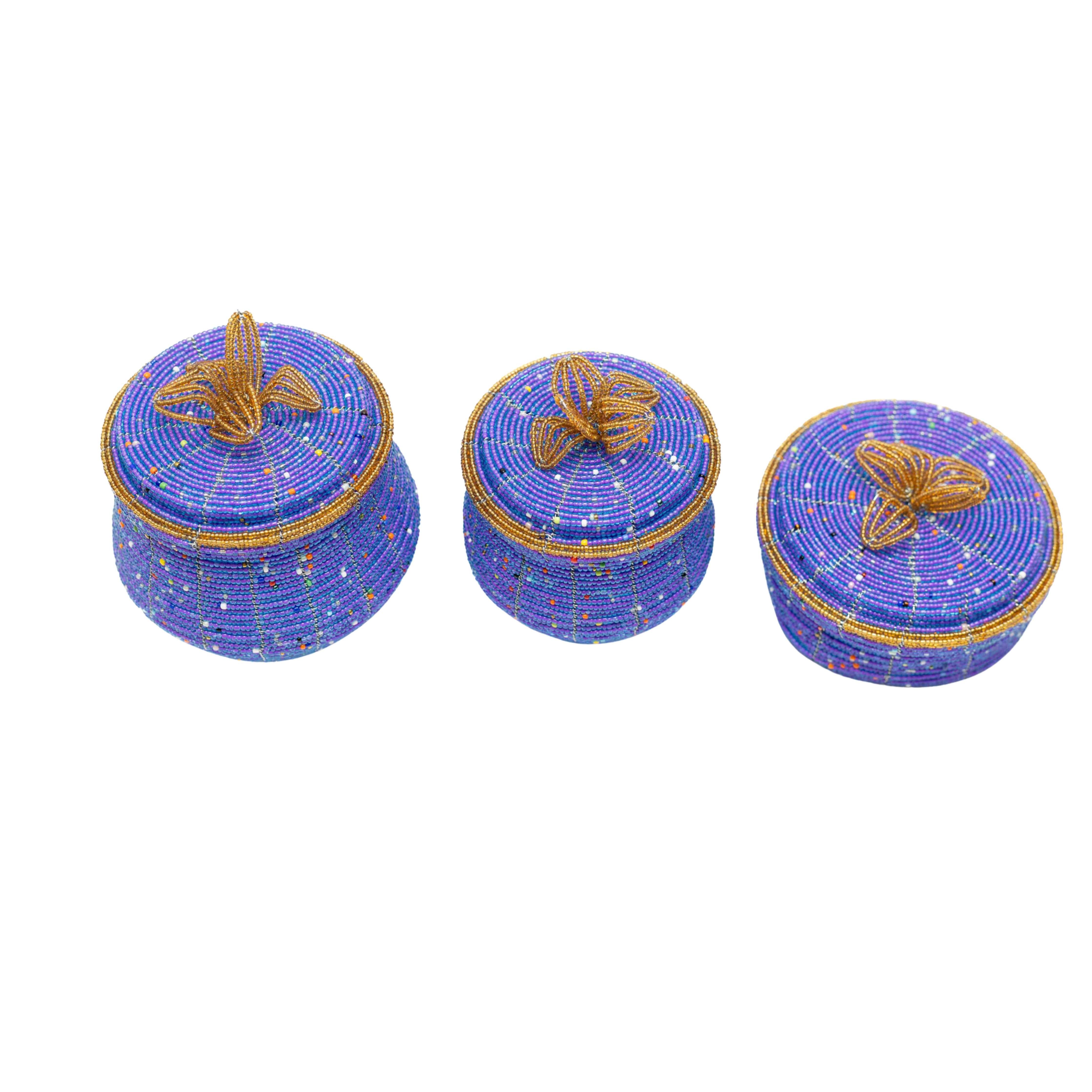 Beaded Jewelry Box Set - African Pot-Shaped Storage Boxes