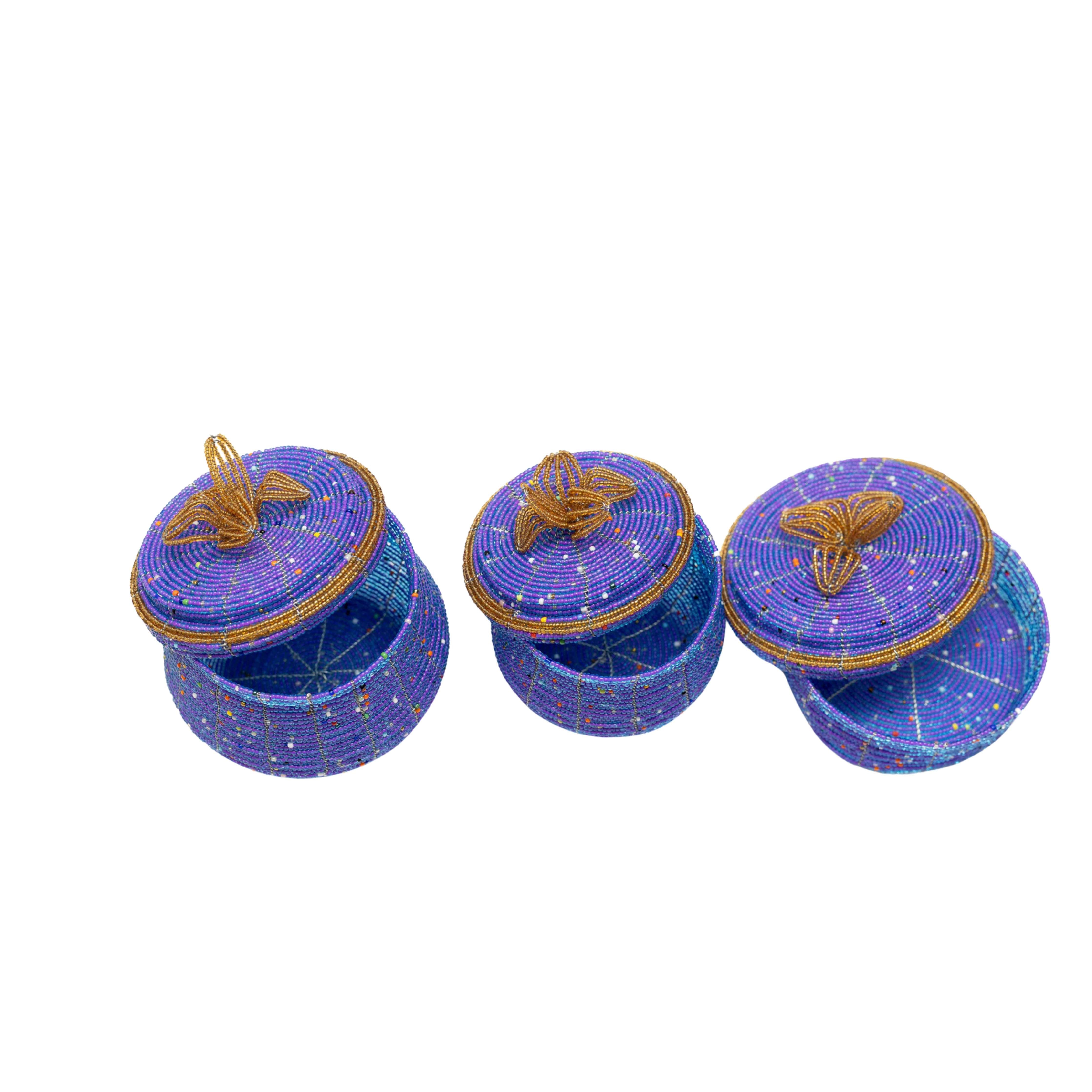 Beaded Jewelry Box Set - African Pot-Shaped Storage Boxes