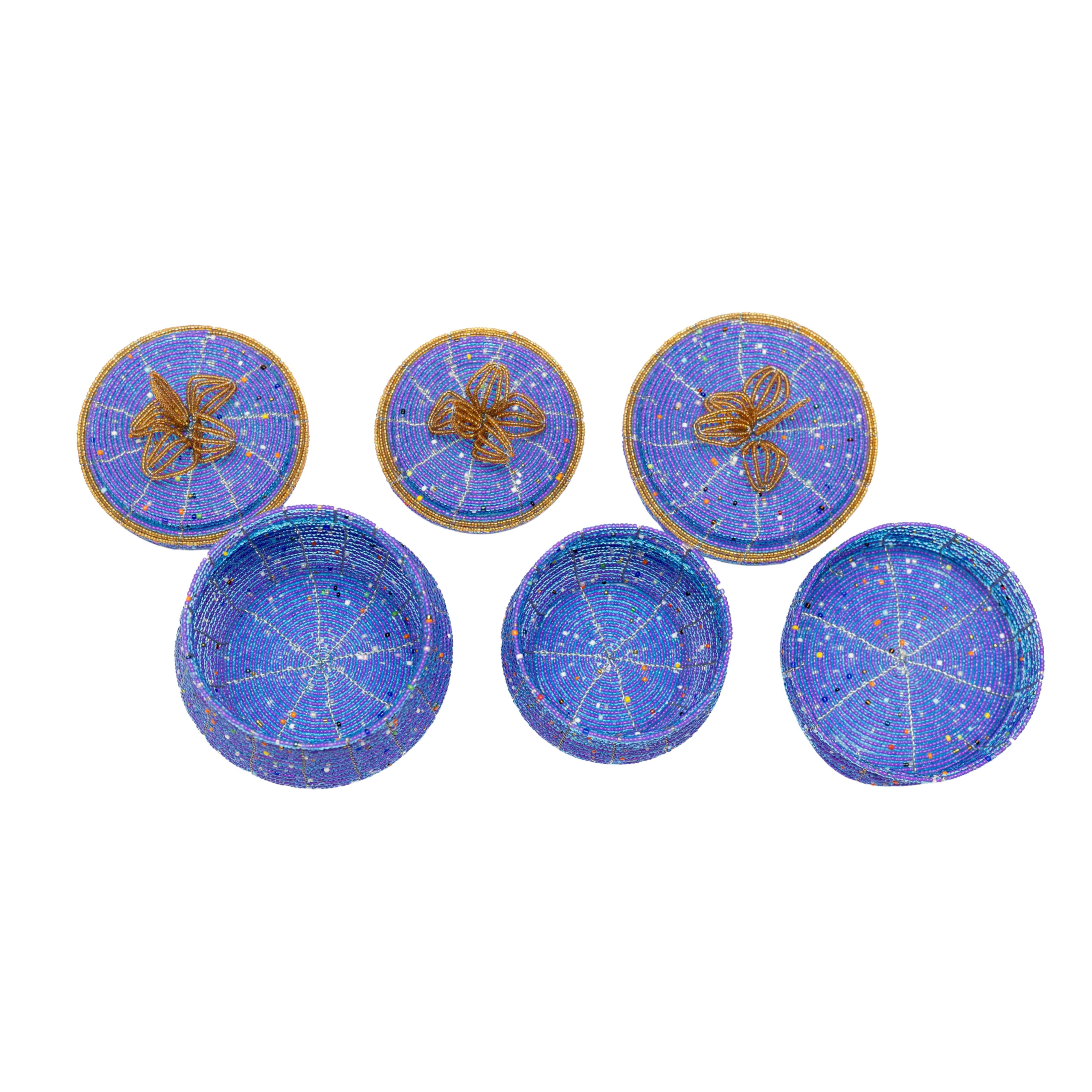 Beaded Jewelry Box Set - African Pot-Shaped Storage Boxes