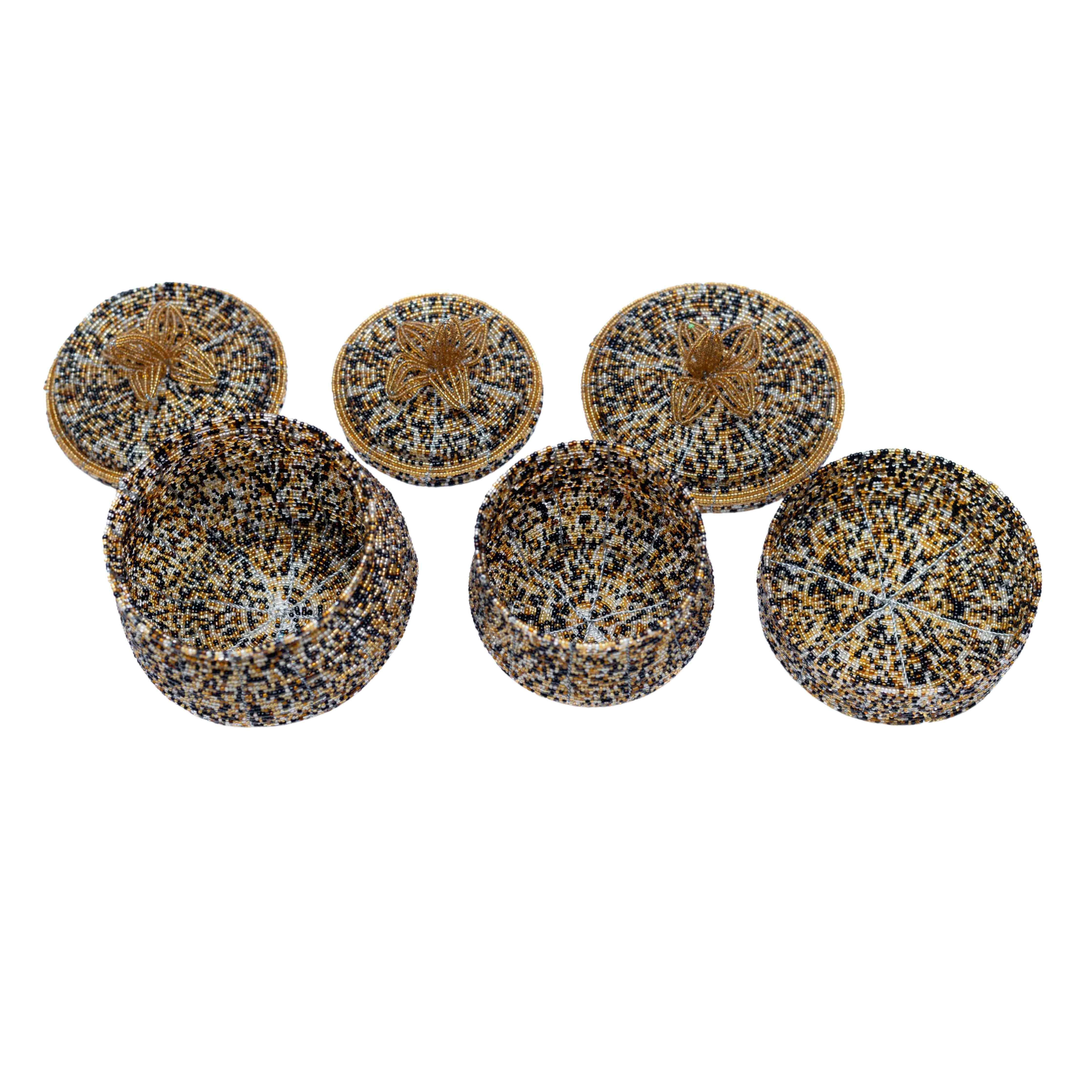 Beaded Jewelry Box Set - African Pot-Shaped Storage Boxes