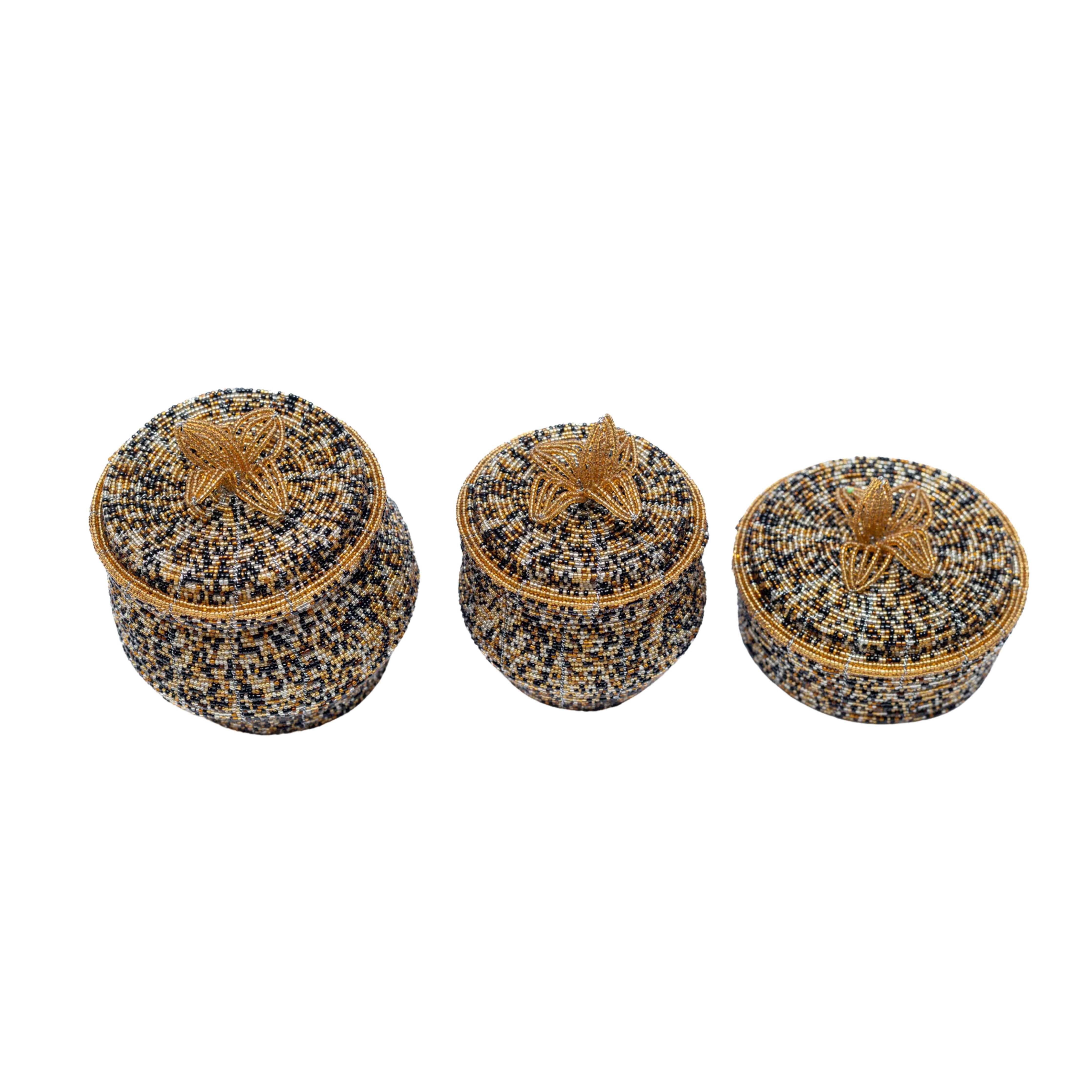 Beaded Jewelry Box Set - African Pot-Shaped Storage Boxes