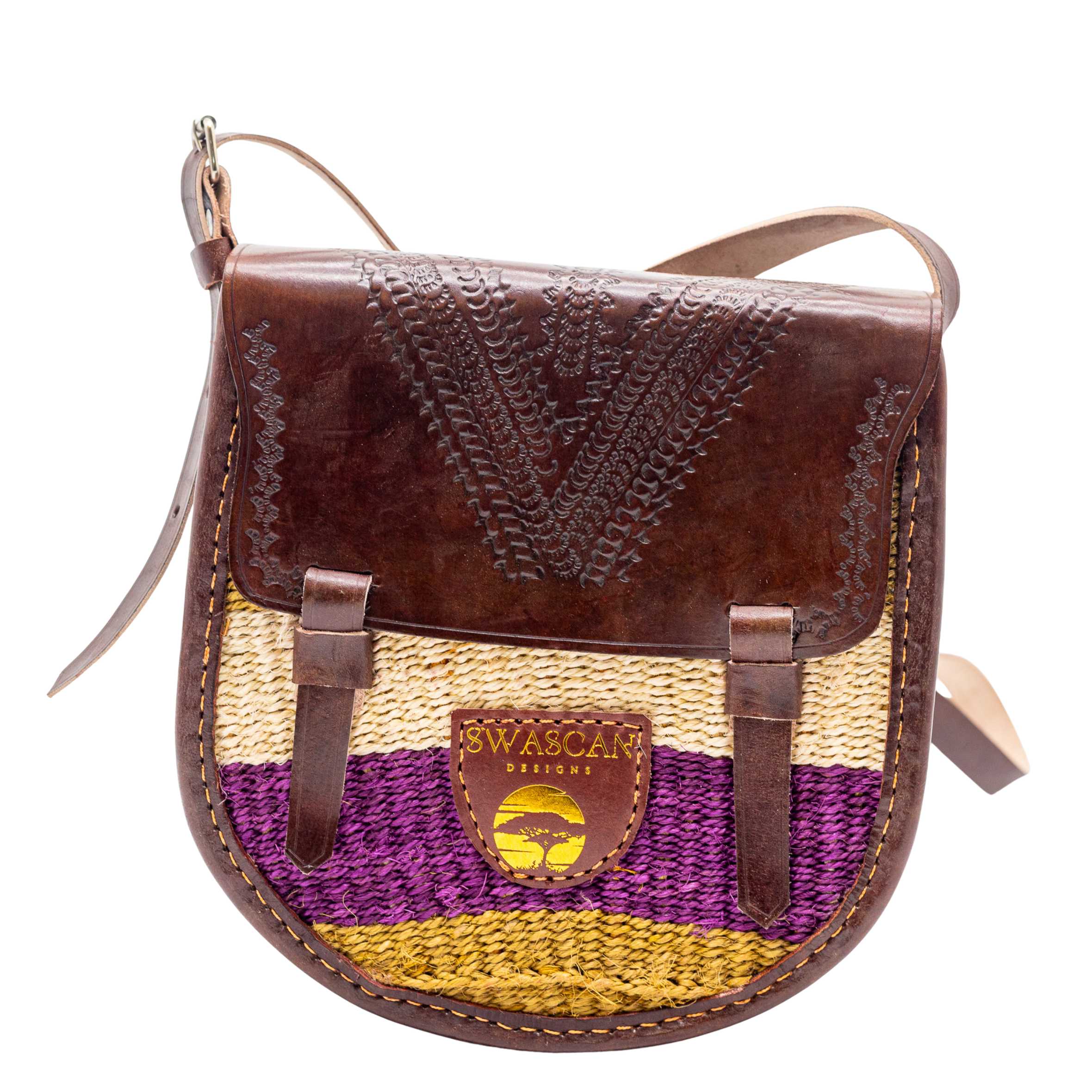 Djibouti Sisal Sling Bag - Handwoven Leather Crossbody