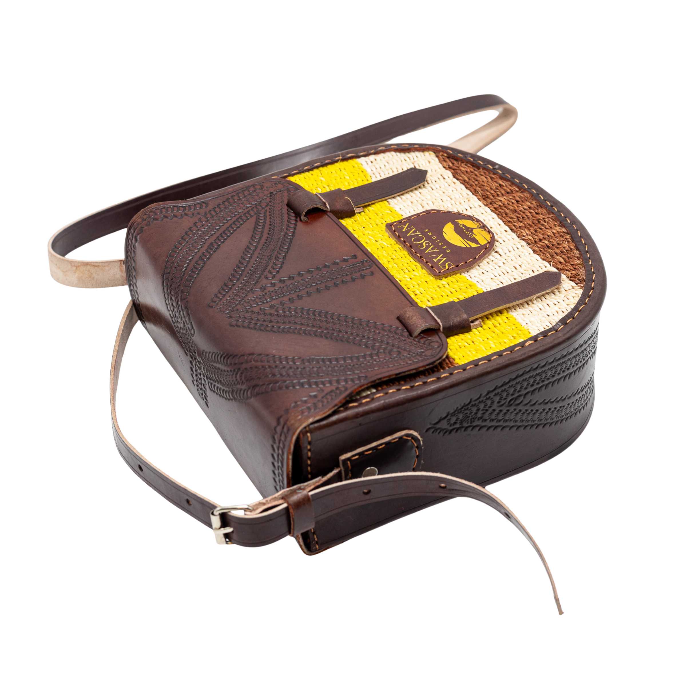 Djibouti Sisal Sling Bag - Handwoven Leather Crossbody