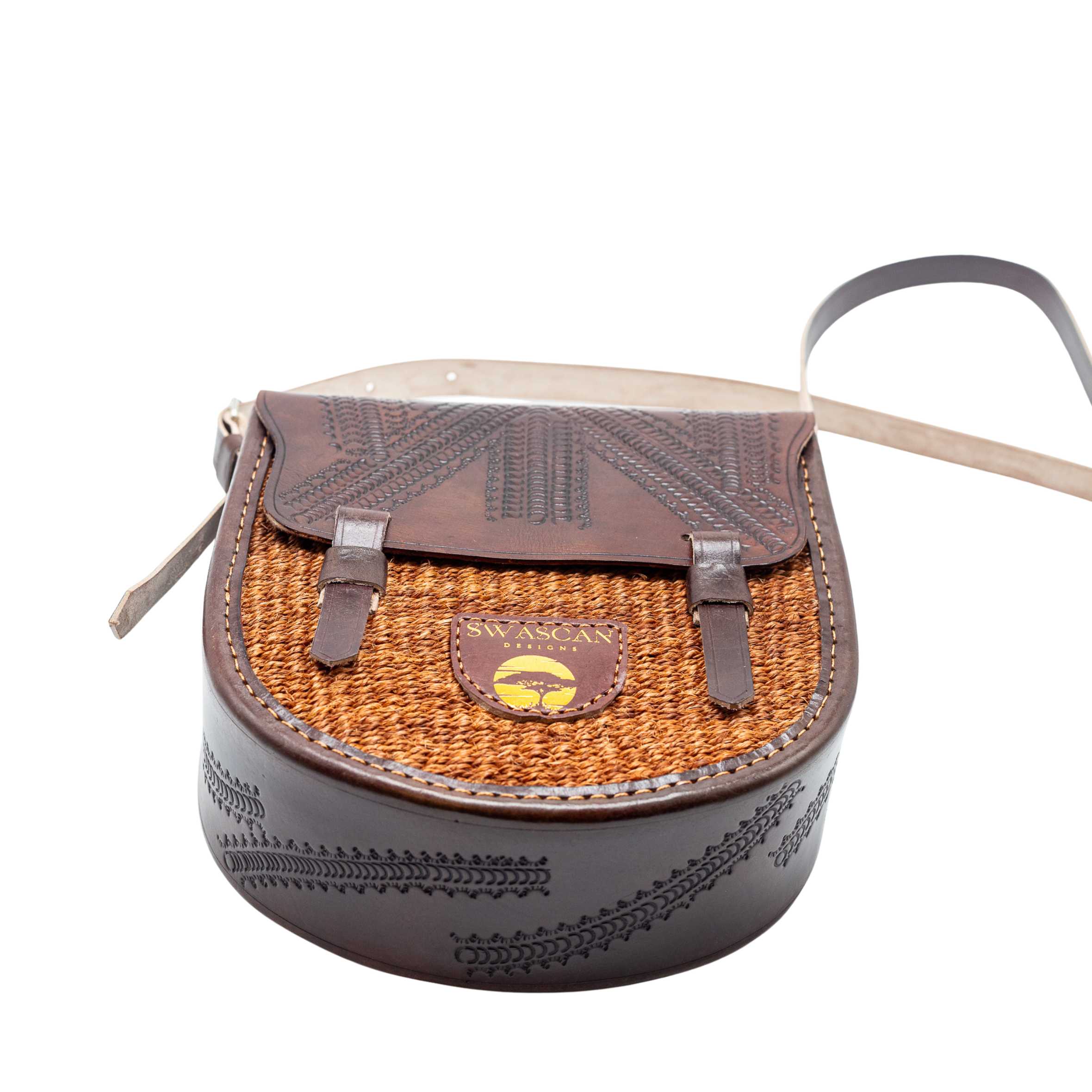 Djibouti Sisal Sling Bag - Handwoven Leather Crossbody