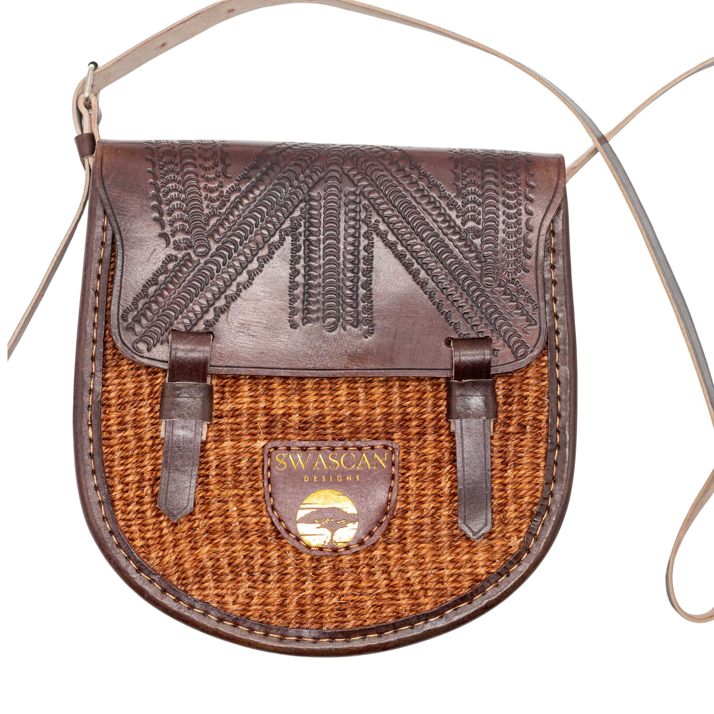 Djibouti Sisal Sling Bag - Handwoven Leather Crossbody