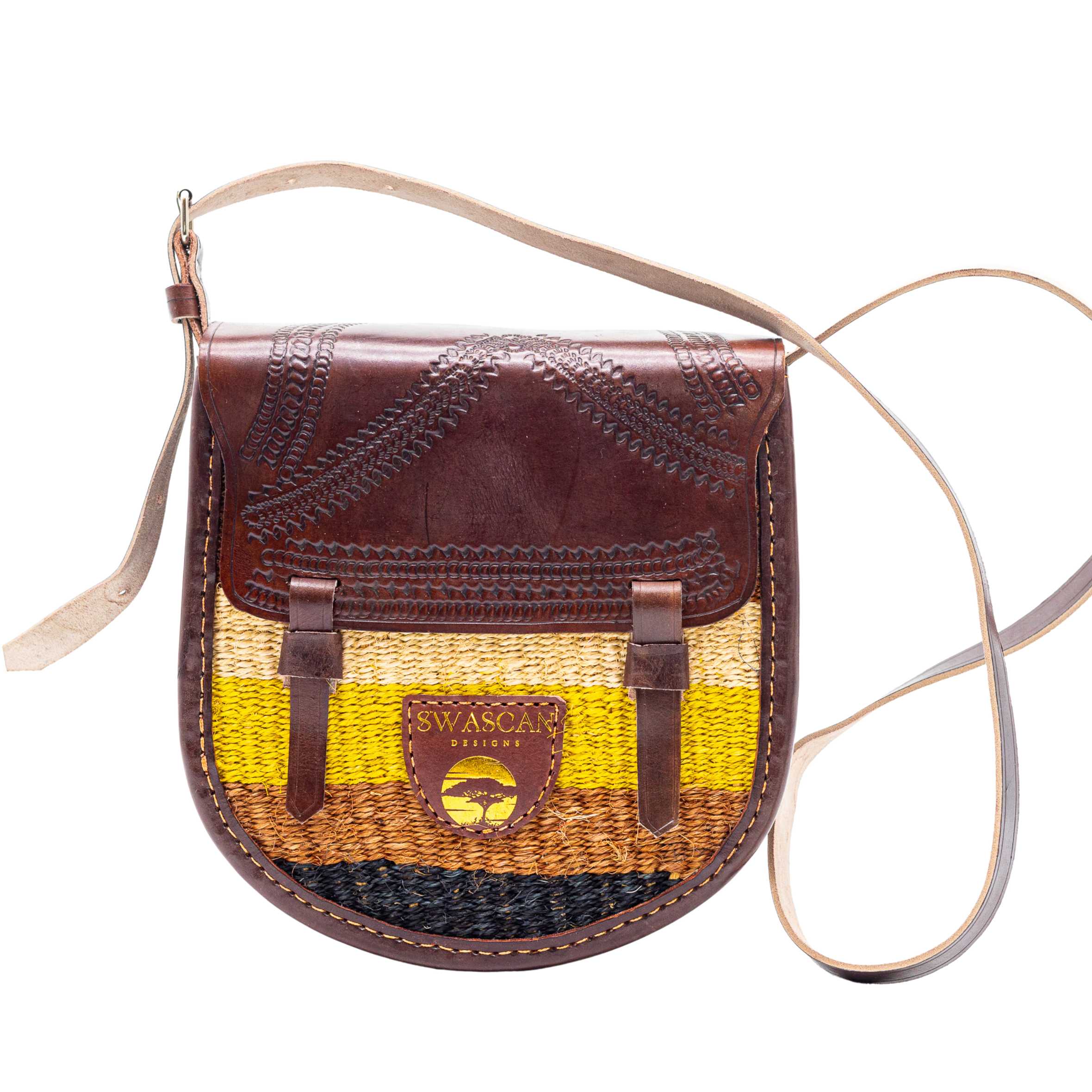 Djibouti Sisal Sling Bag - Handwoven Leather Crossbody