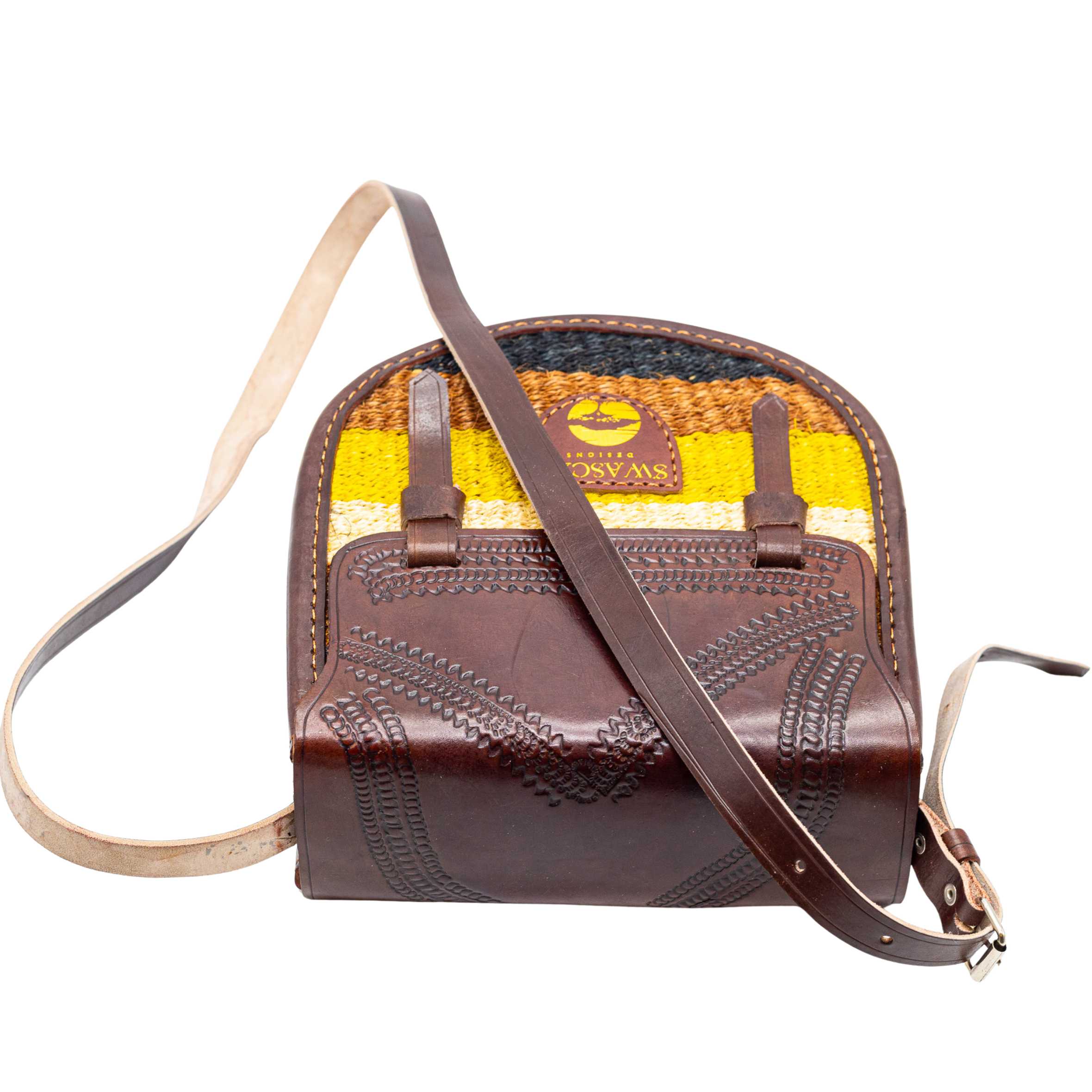 Djibouti Sisal Sling Bag - Handwoven Leather Crossbody