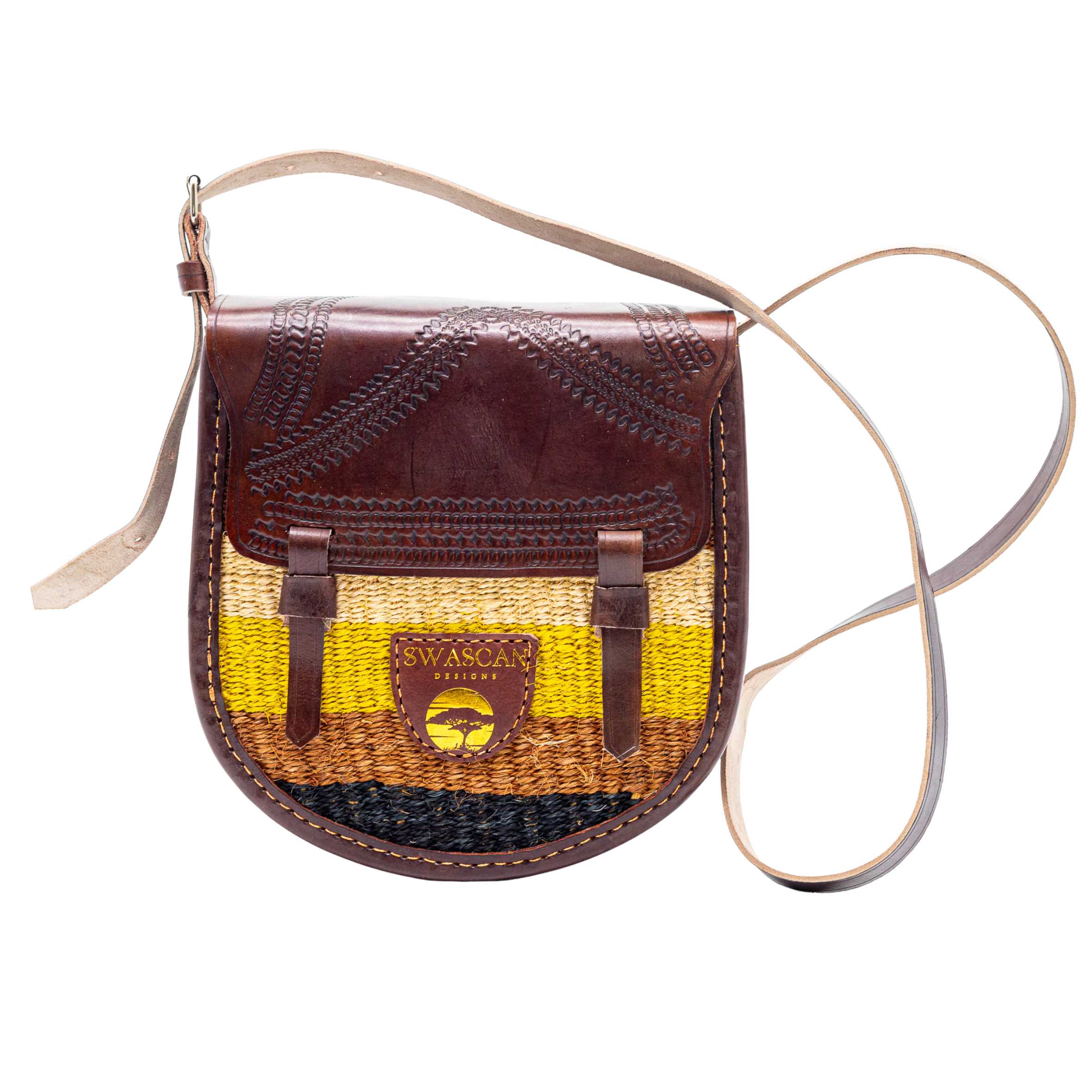 Djibouti Sisal Sling Bag - Handwoven Leather Crossbody