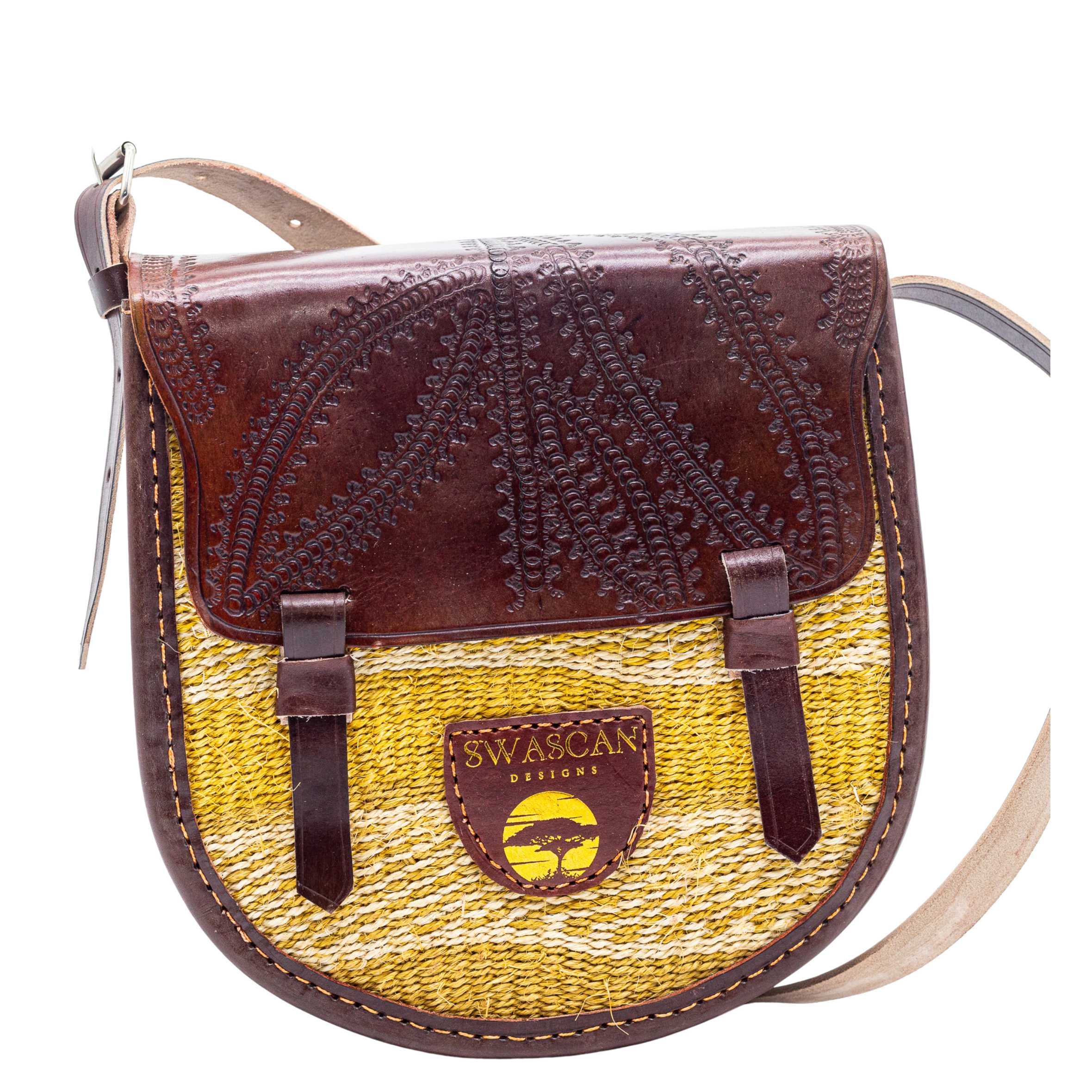 Djibouti Sisal Sling Bag - Handwoven Leather Crossbody