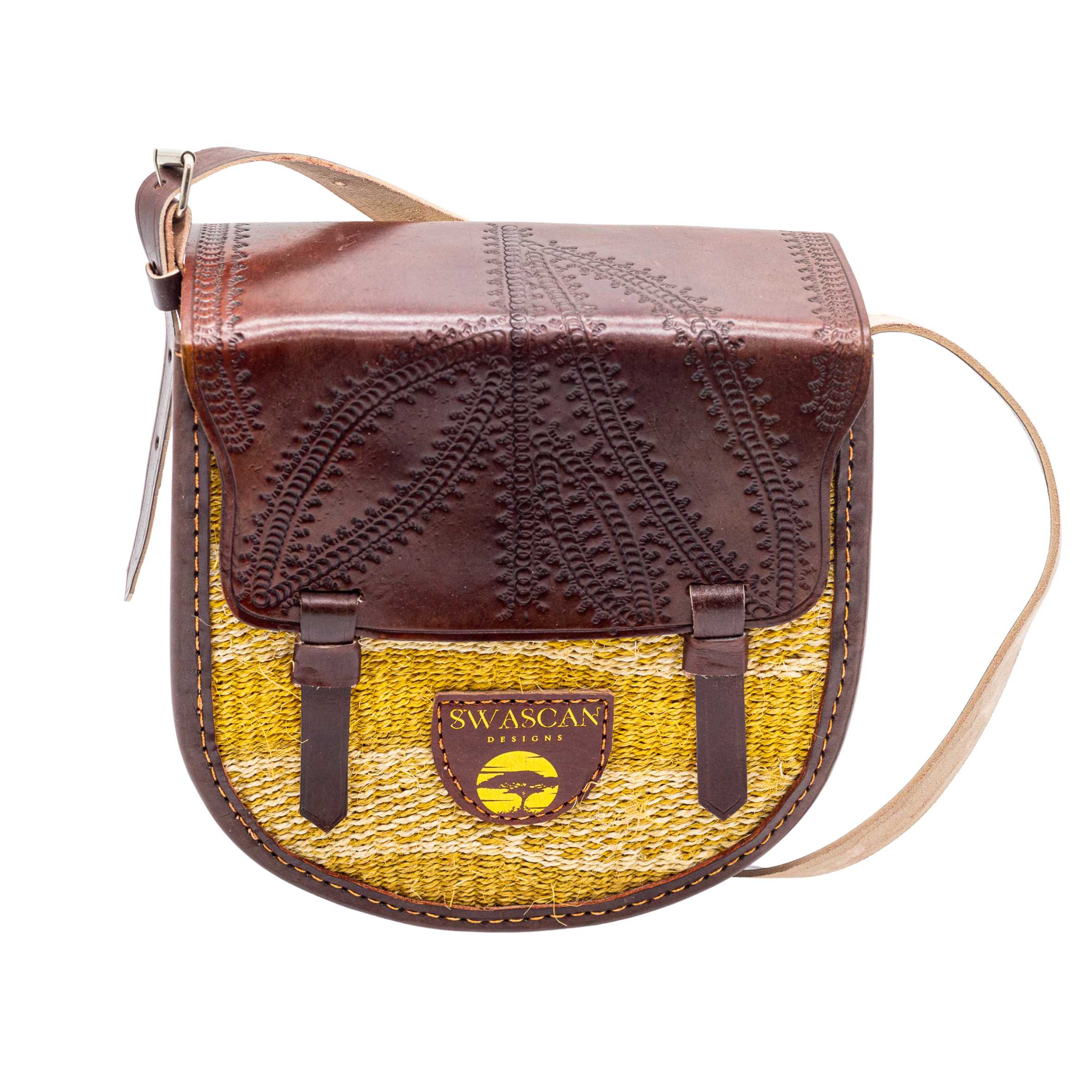 Djibouti Sisal Sling Bag - Handwoven Leather Crossbody