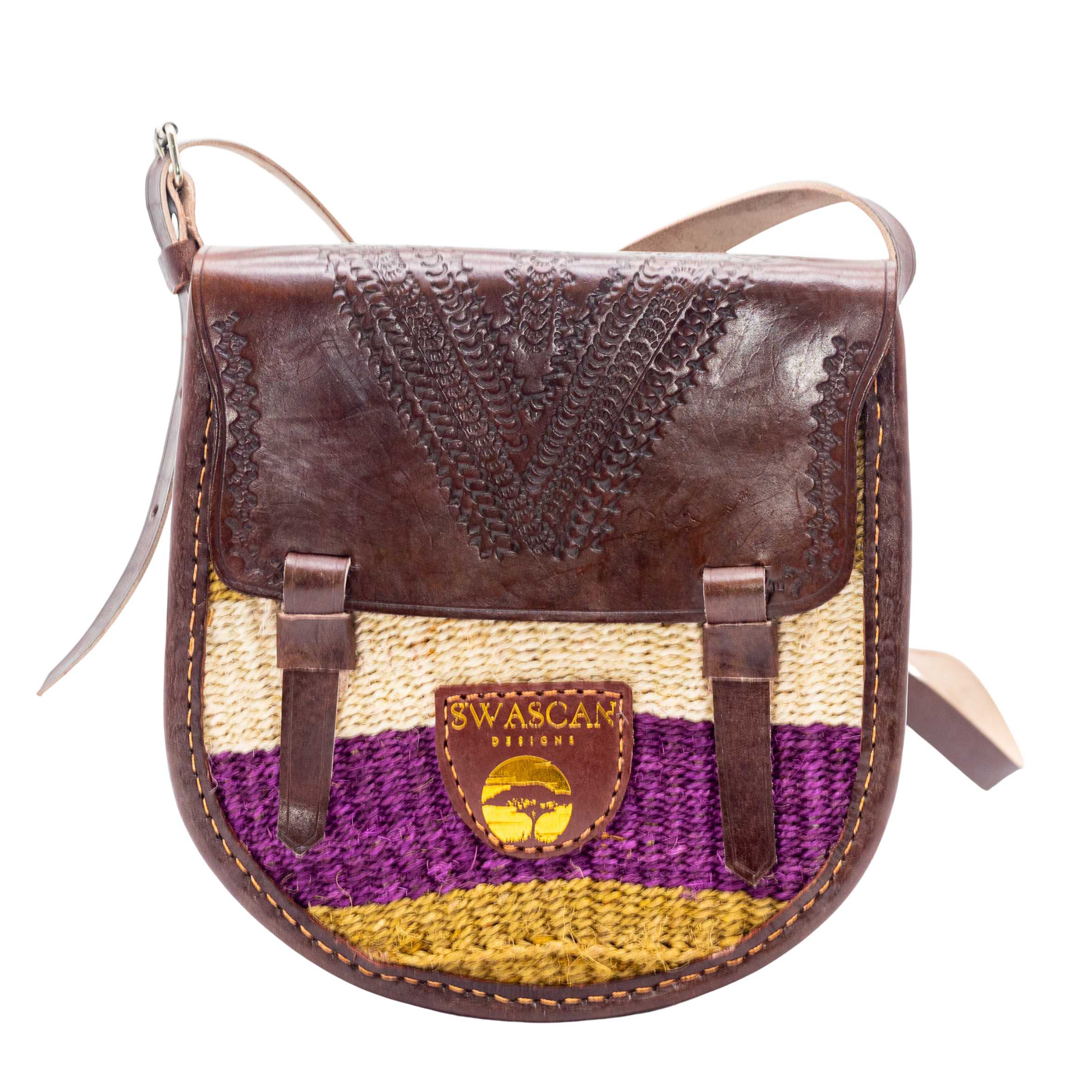 Djibouti Sisal Sling Bag - Handwoven Leather Crossbody