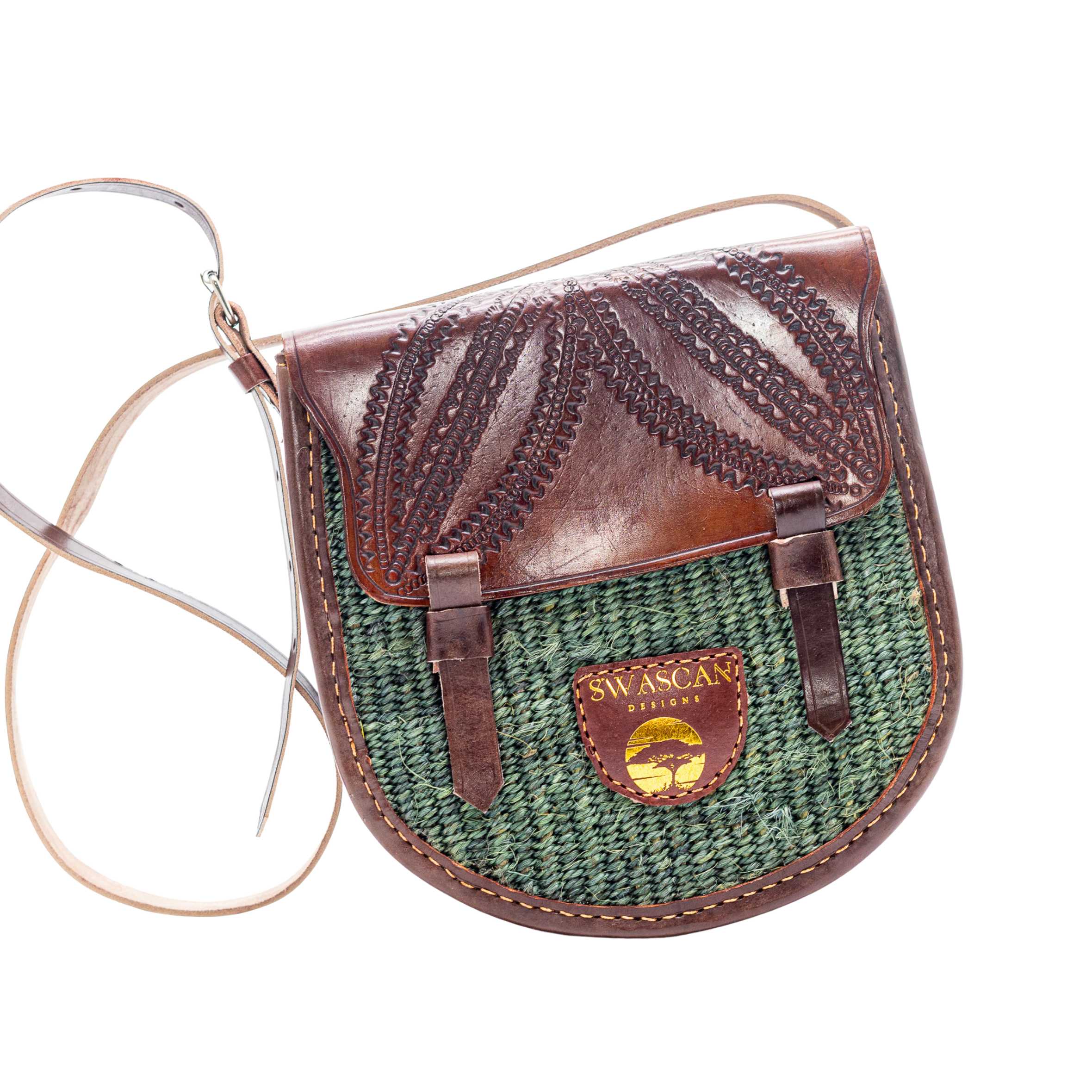 Djibouti Sisal Sling Bag - Handwoven Leather Crossbody