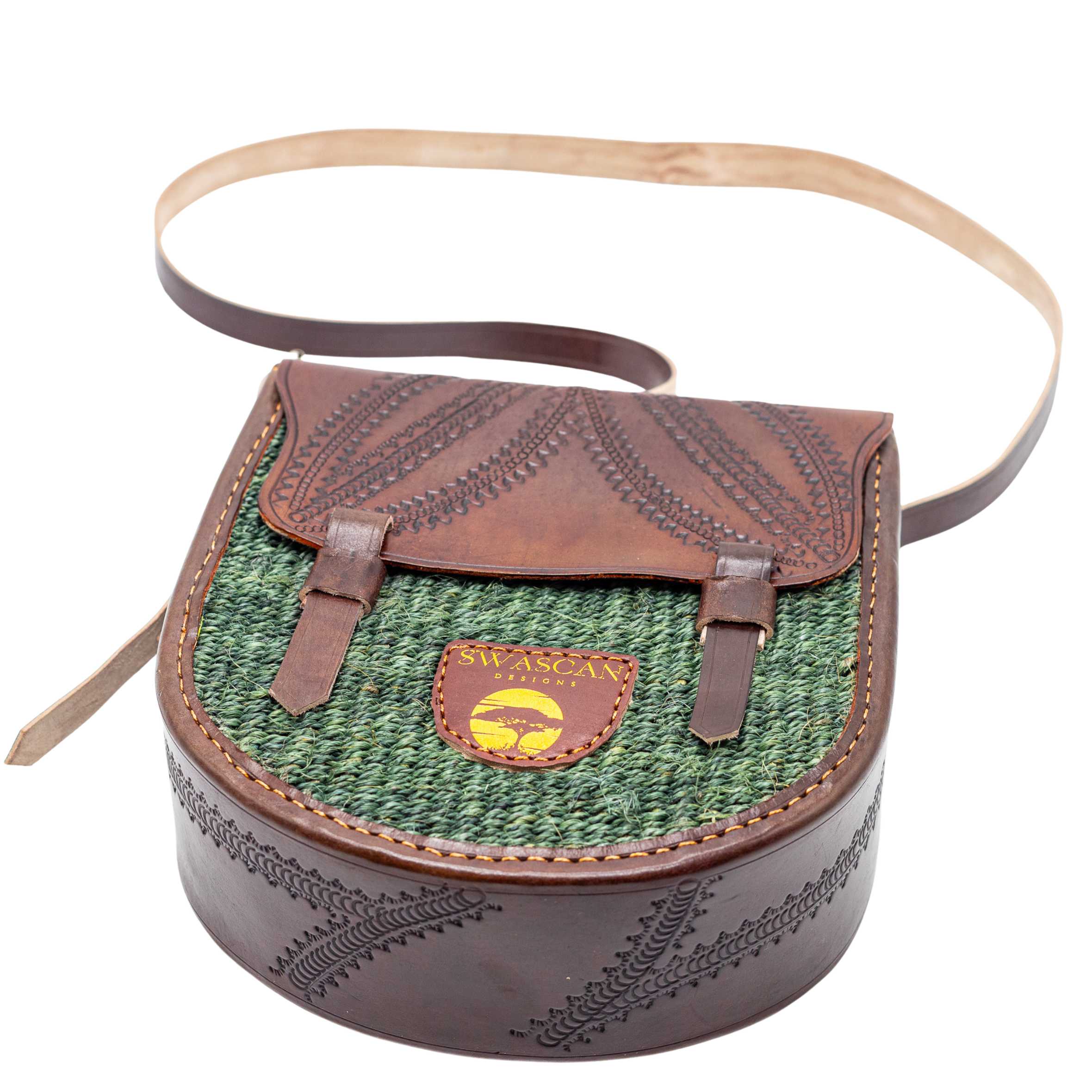 Djibouti Sisal Sling Bag - Handwoven Leather Crossbody