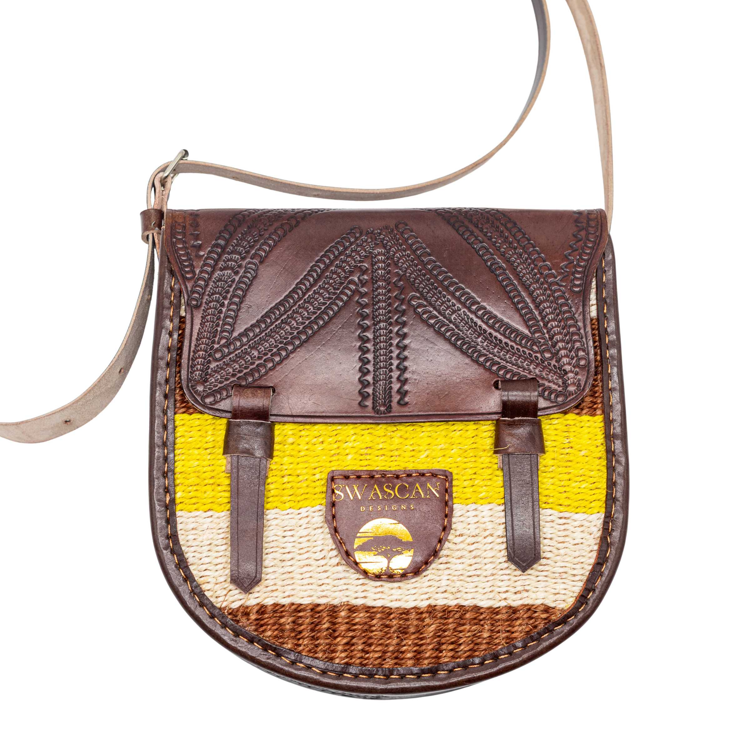 Djibouti Sisal Sling Bag - Handwoven Leather Crossbody