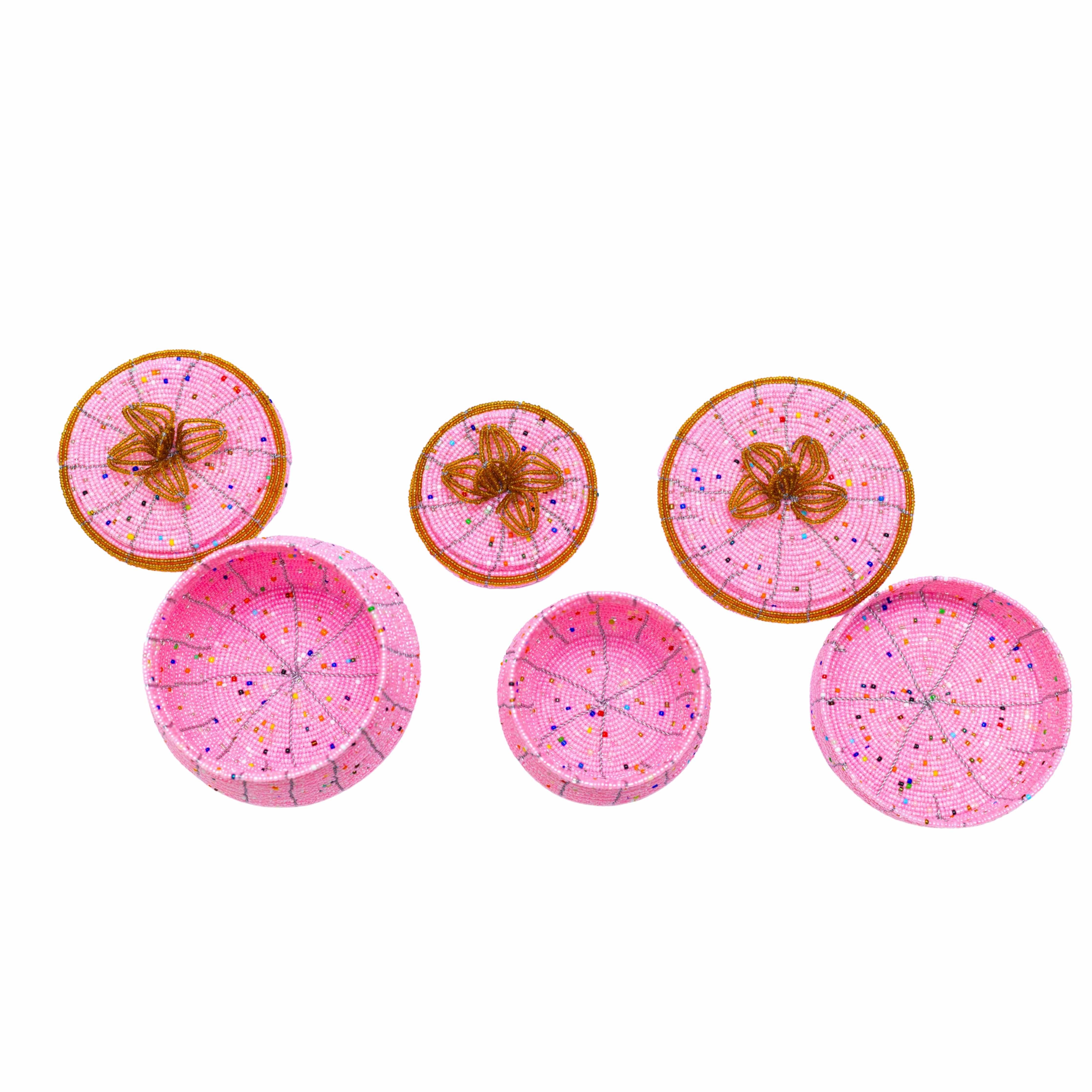 Beaded Jewelry Box Set - African Pot-Shaped Storage Boxes