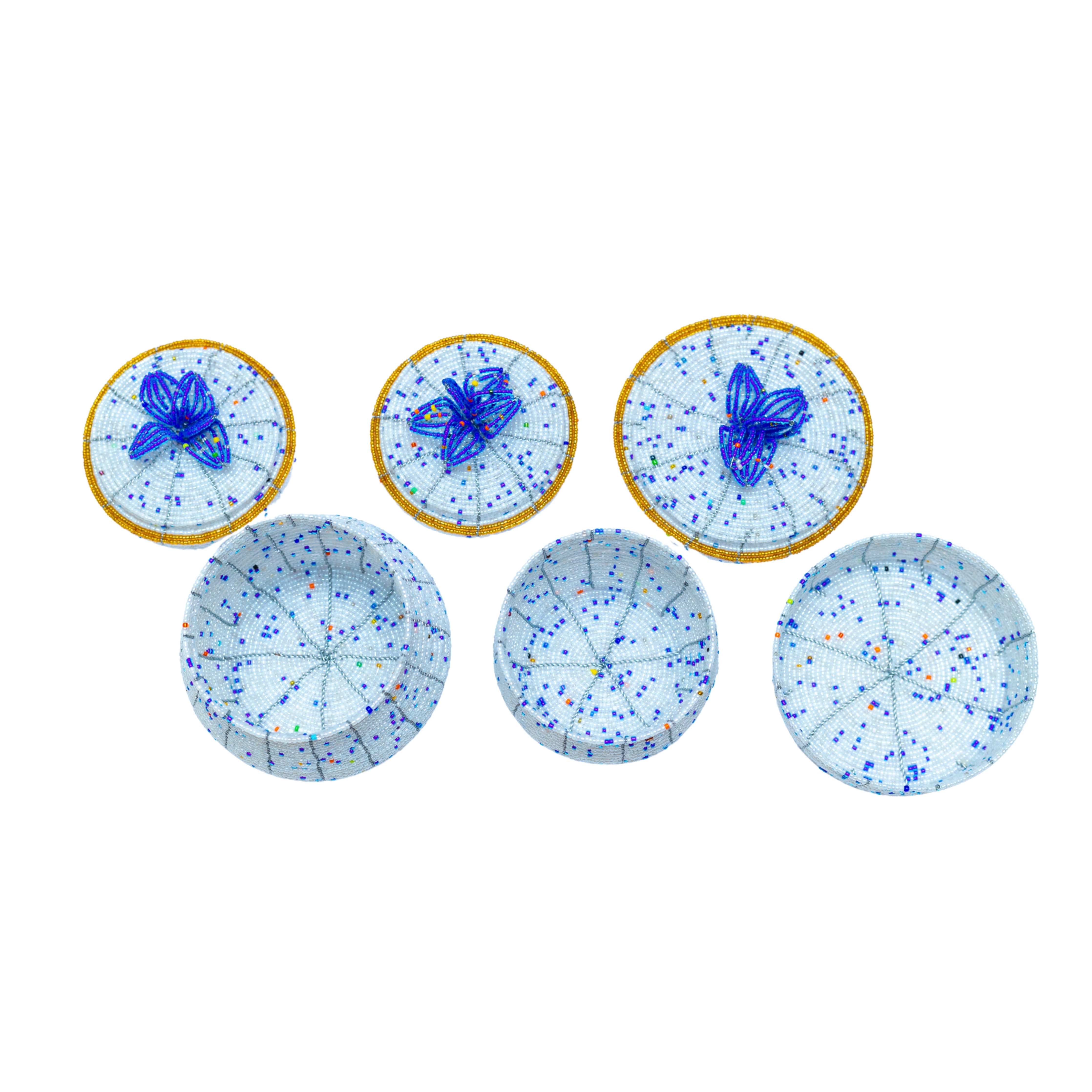 Beaded Jewelry Box Set - African Pot-Shaped Storage Boxes