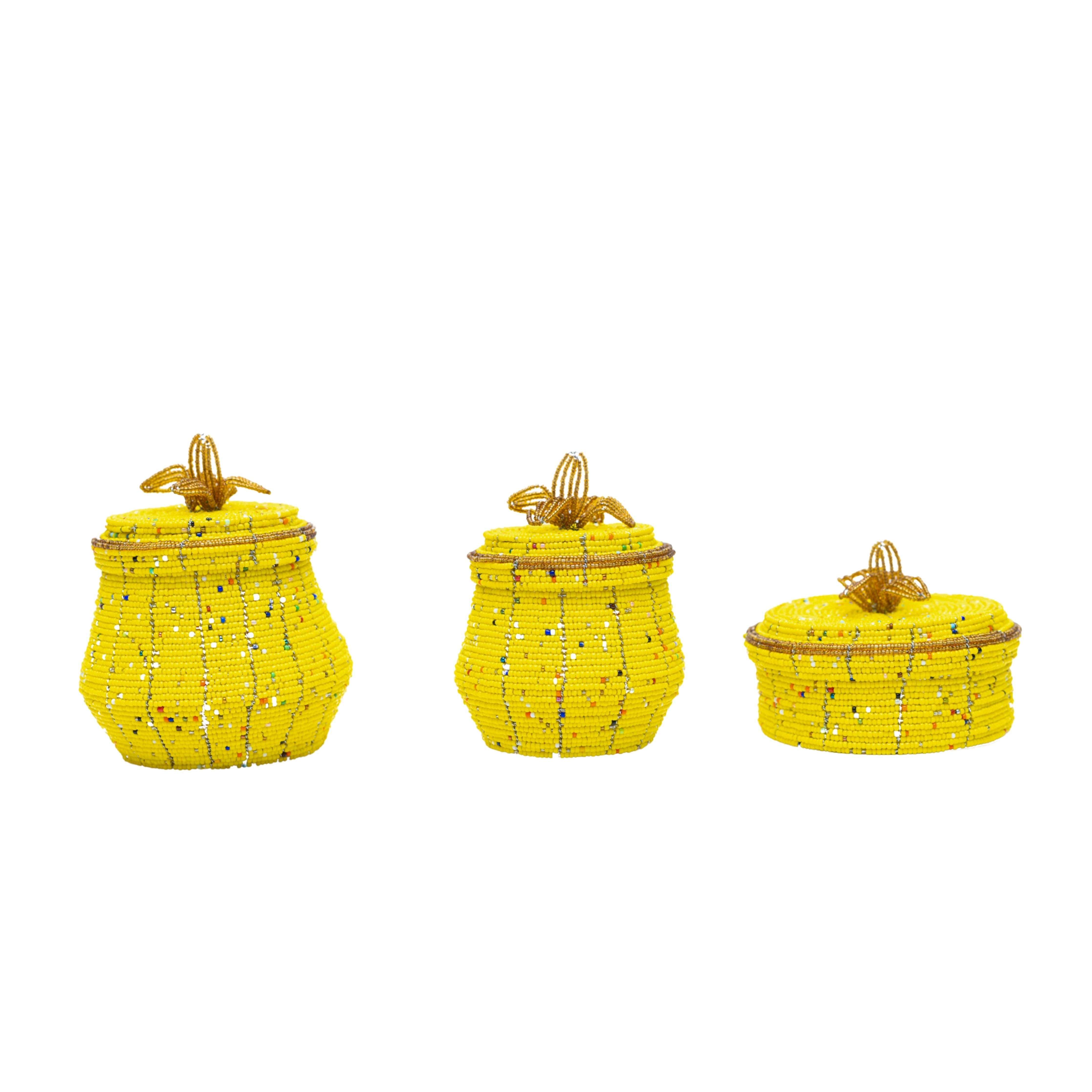 Beaded Jewelry Box Set - African Pot-Shaped Storage Boxes
